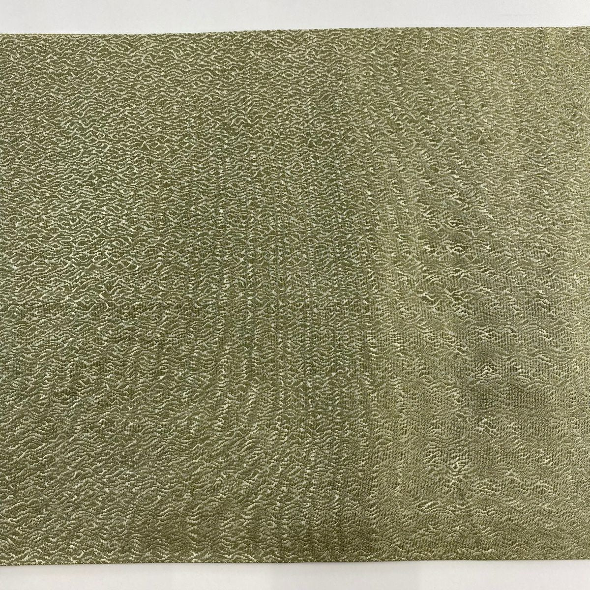 【美品】 袋帶 秀品級 熨斗紋目桃山紋樣 金金箔 鶯 綠 六通 純蠶絲