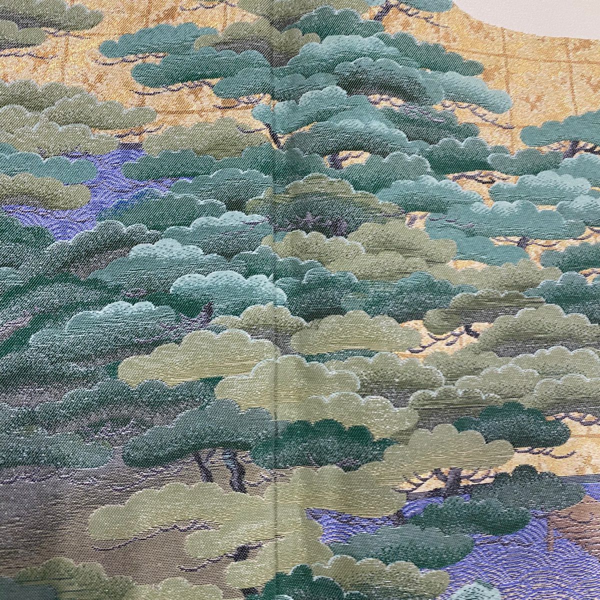 【美品】 留袖禮服禮服 身長159cm 袖長65.5cm M 雙層 落款あり 松樹 霞 金糸 薄黃 純蠶絲 秀品級 一つ紋