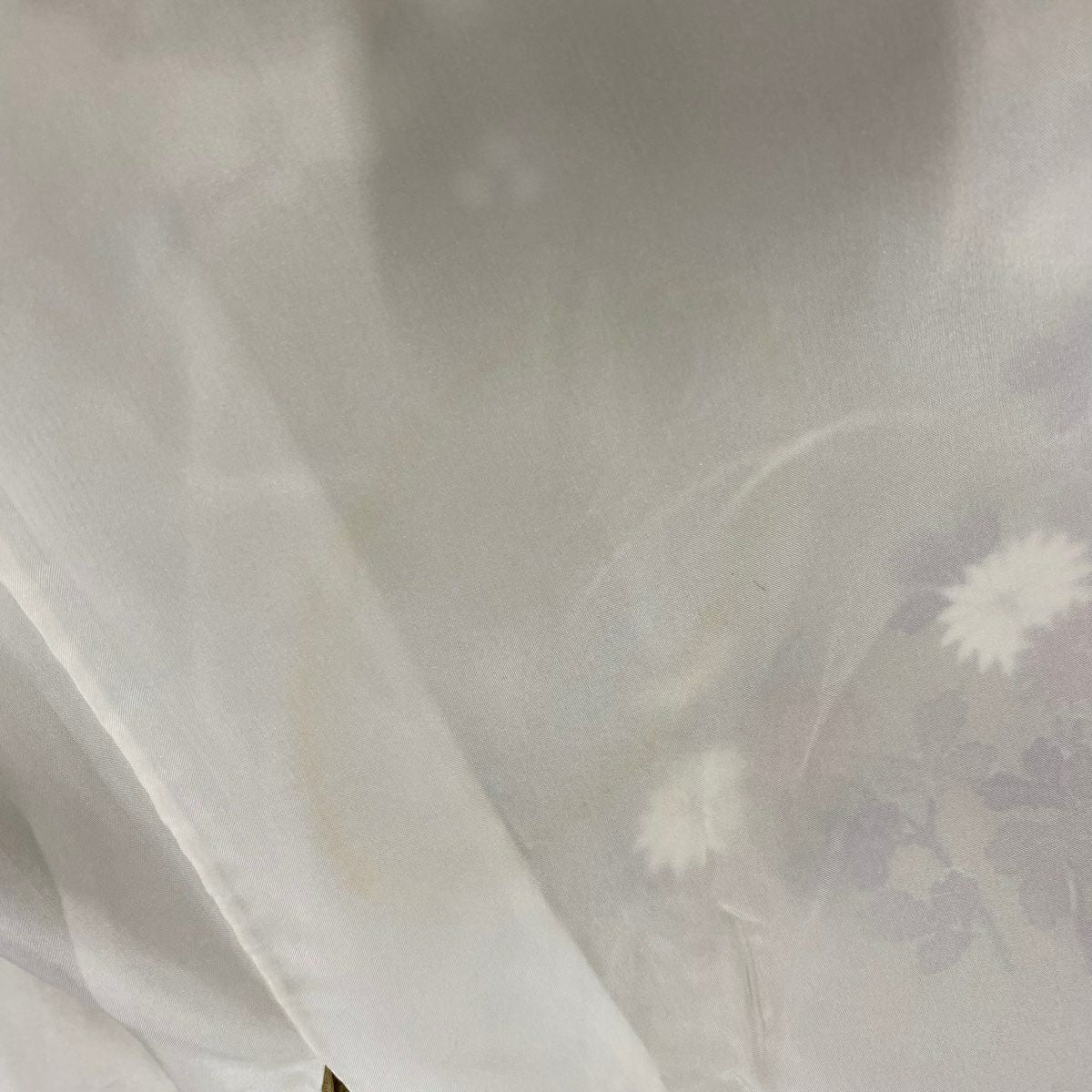 訪問服 身長156cm 袖長65cm M 雙層 雲文 菊花 金絲 金銀彩 山吹茶 純蠶絲 秀品級