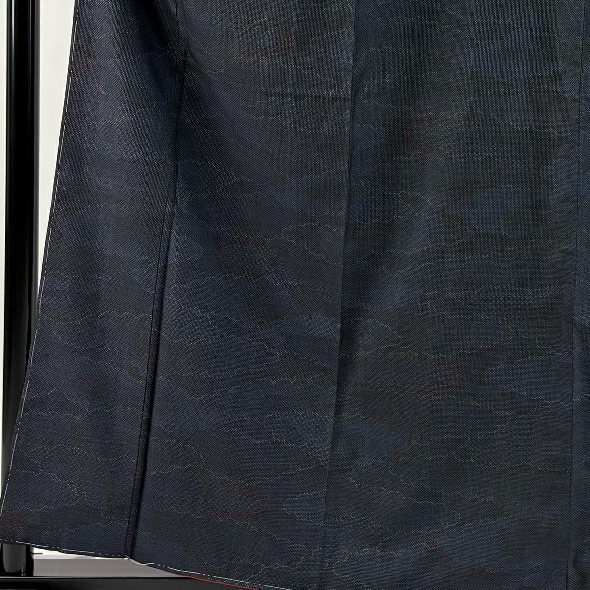 【美品】 紬織織 身長160cm 袖長63.5cm S 雙層 雲文 深藍 純蠶絲 秀品級