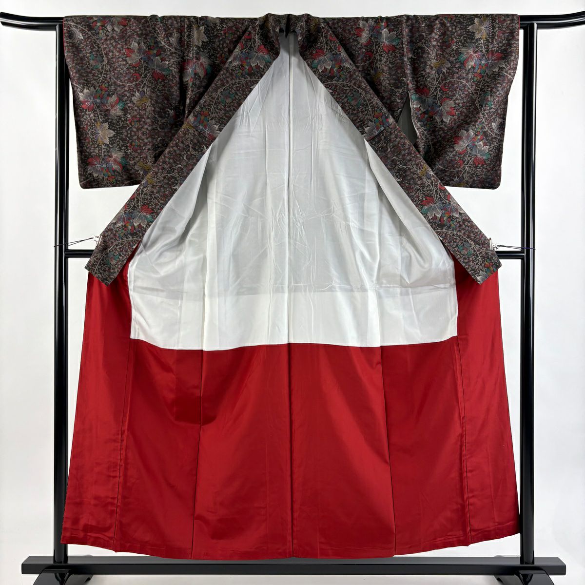 【美品】 紬織 身長156.5cm 袖長63.5cm S 雙層 葡萄 焦茶 純蠶絲 秀品級