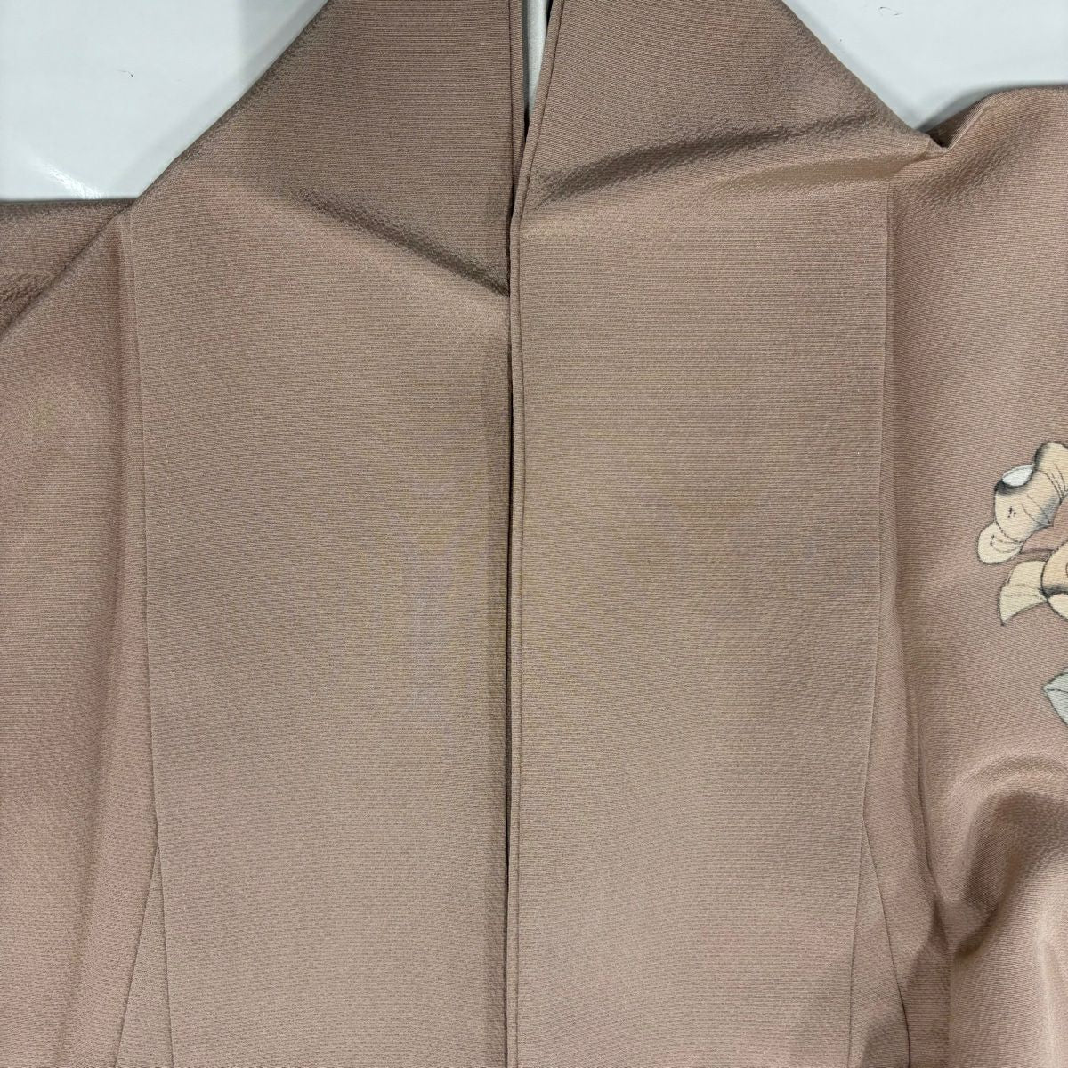 付下 身長153cm 袖長62cm S 雙層 椿 流水 染分 粉米色 純蠶絲 優品級