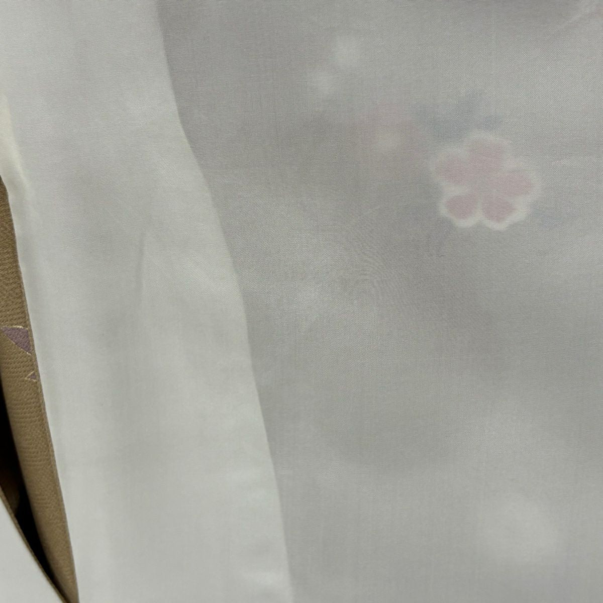 訪問服 身長167cm 袖長65.5cm M 雙層 草花紋紋 熨斗紋 金銀彩 漸層 淺茶 純蠶絲 優品級