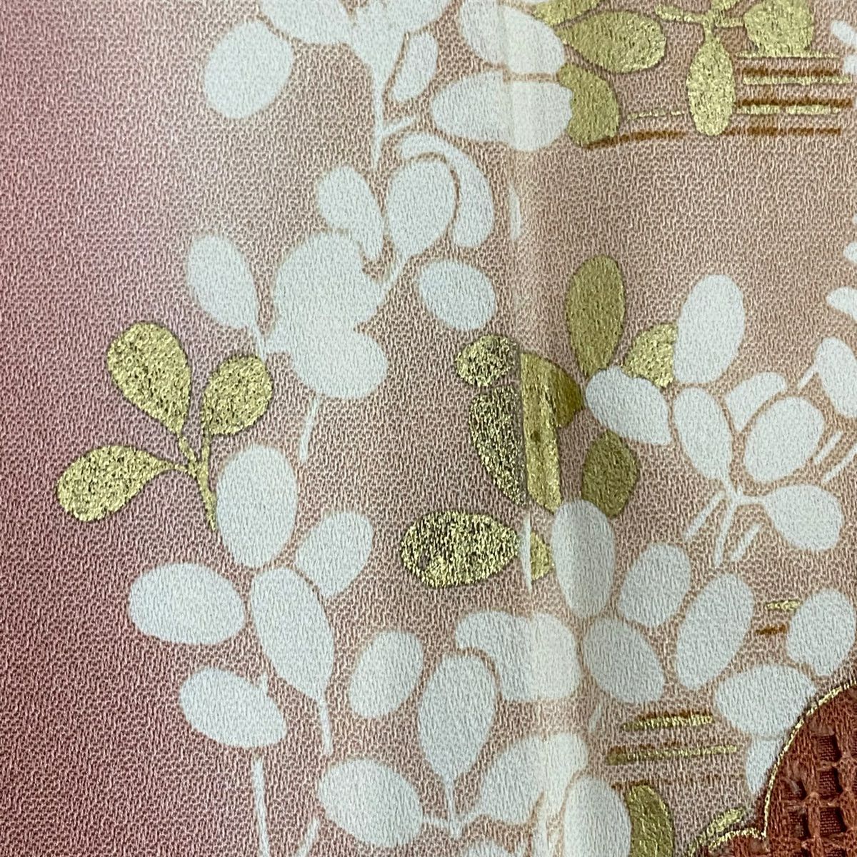訪問服 身長164cm 袖長67cm M 雙層 松樹 萩 金銀彩 刺繡 薄小豆 純蠶絲 秀品級 一つ紋