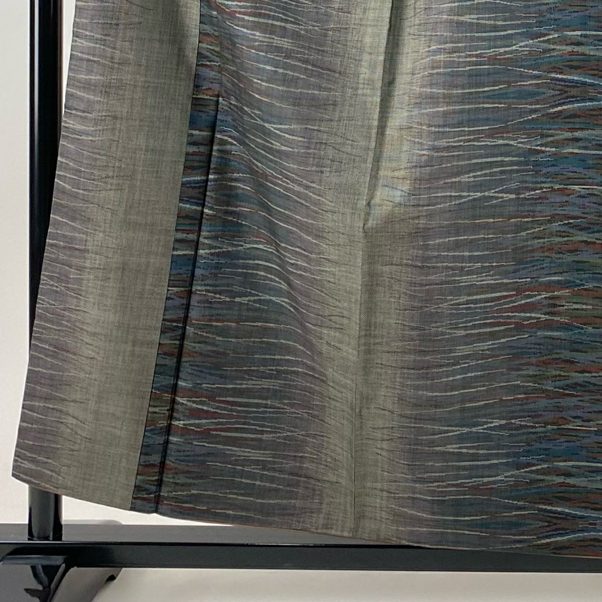 【美品】 紬織 身長158cm 袖長66cm M 雙層 幾何學 焦茶 純蠶絲 名品級