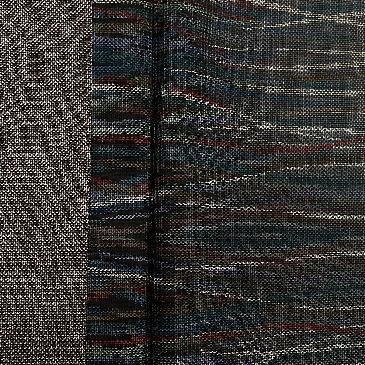 【美品】 紬織 身長158cm 袖長66cm M 雙層 幾何學 焦茶 純蠶絲 名品級