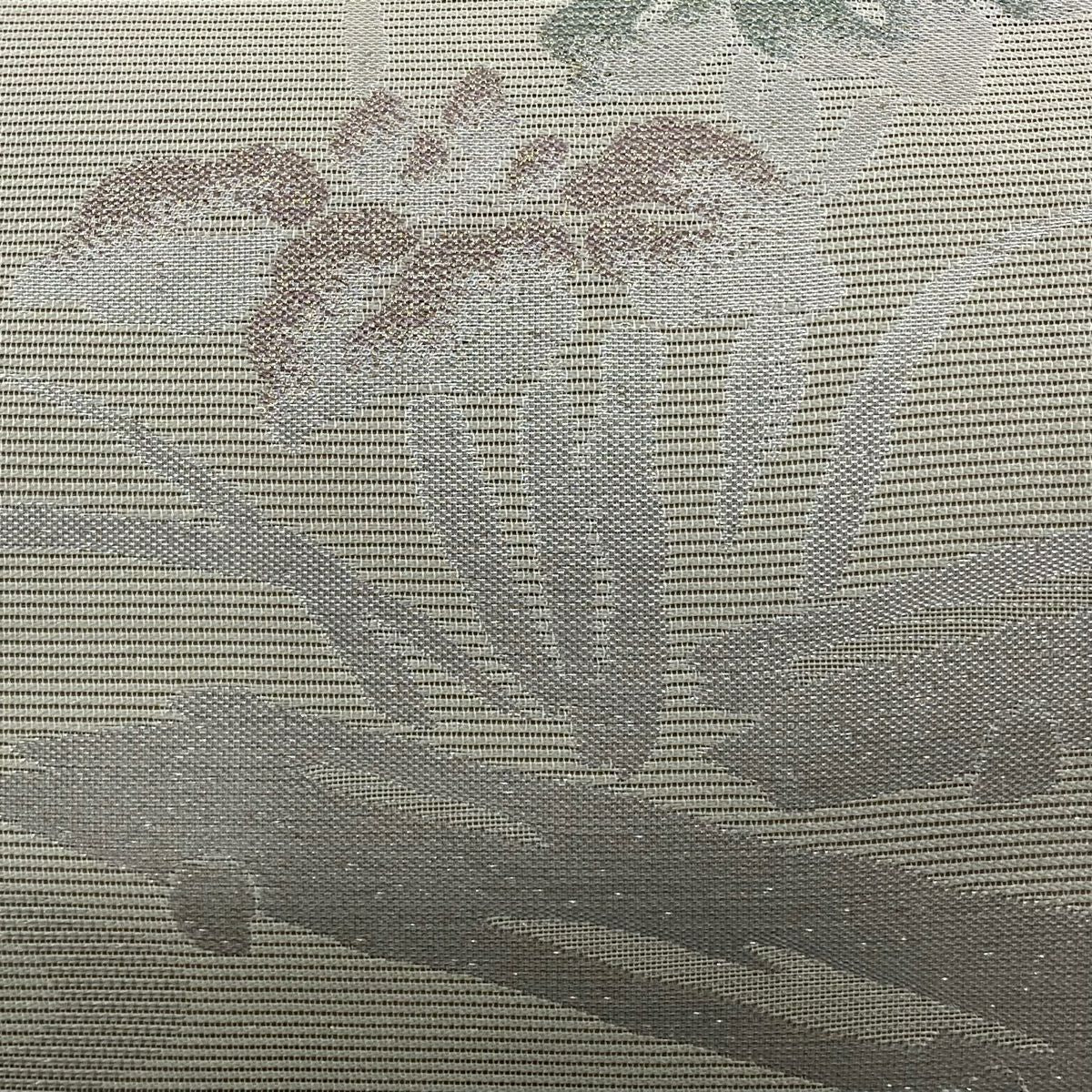 【美品】 袋帶 秀品級 草花紋紋 流水 金金箔 奶油色 六通 純蠶絲