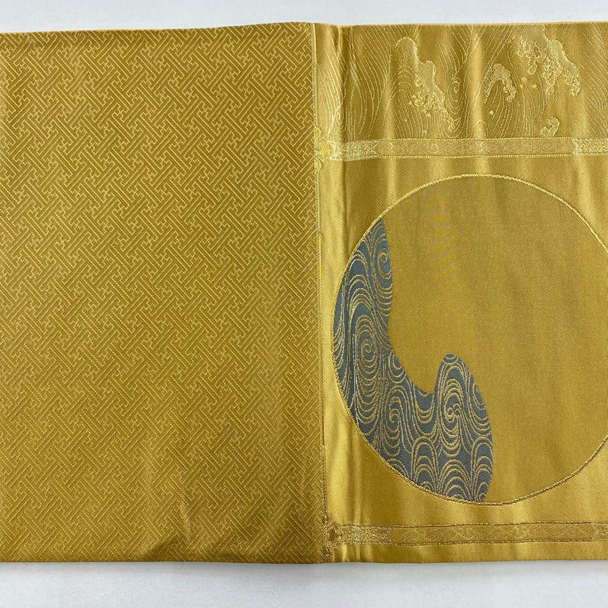 【美品】 袋帶 秀品級 風景 鳥 金絲 金金箔 金色 六通 純蠶絲