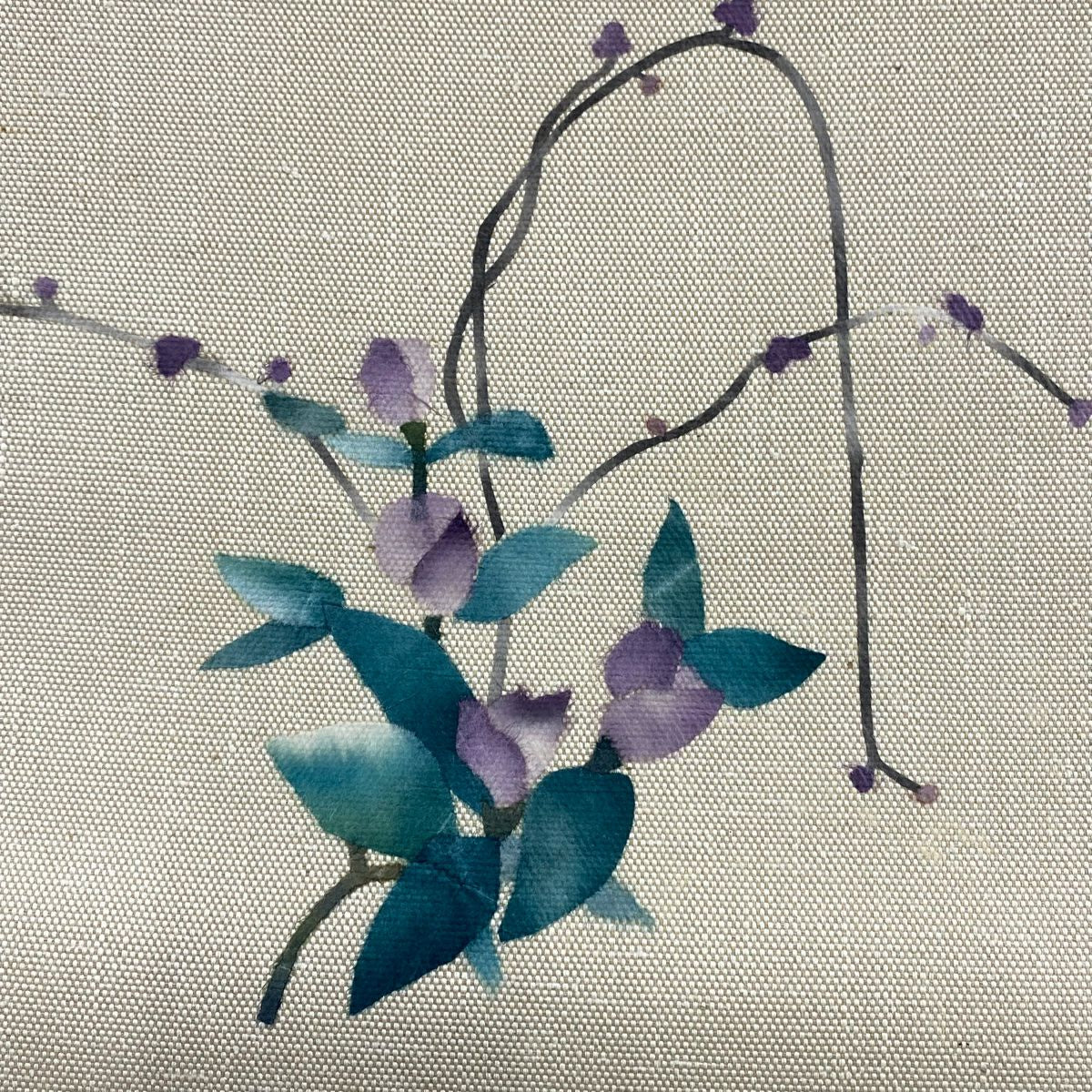 【美品】 名古屋帶 優品級 八寸名古屋帶 松樹葉仕立 素材：草花紋紋 顏色：米色 純蠶絲