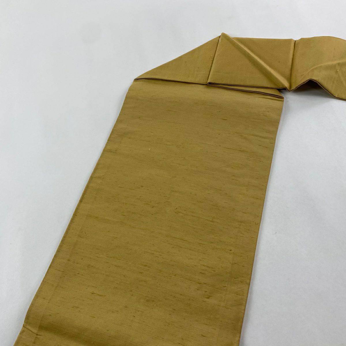 【美品】名古屋帶 秀品級 紬織織 草花紋紋 刺繡 黃土 純蠶絲