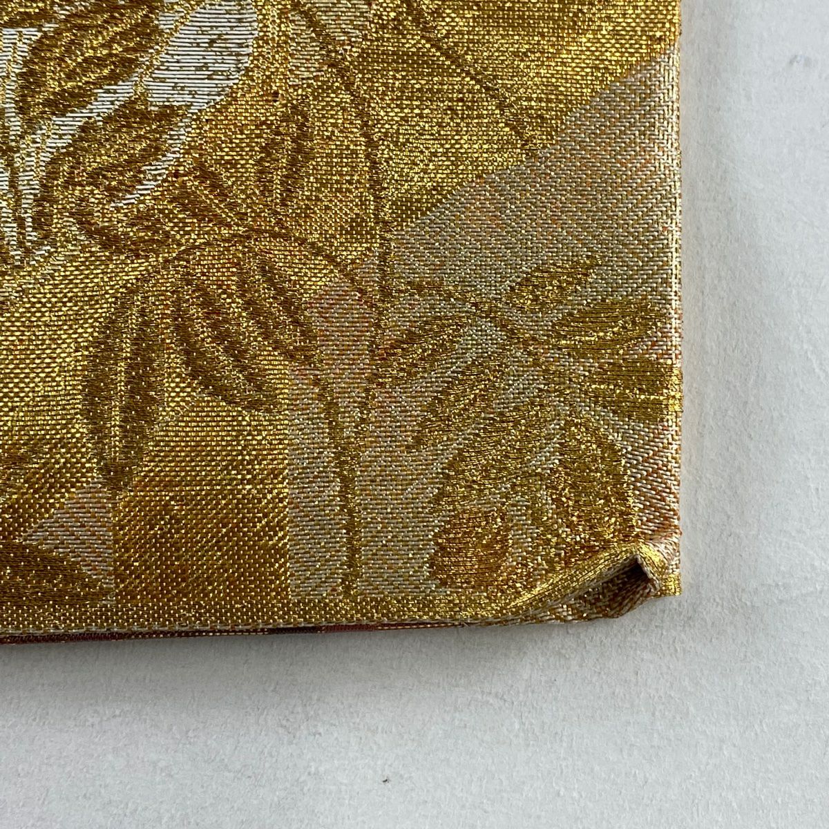 【美品】 袋帶 秀品級 扇子面 雪輪 金絲 金金箔 金色 六通 純蠶絲