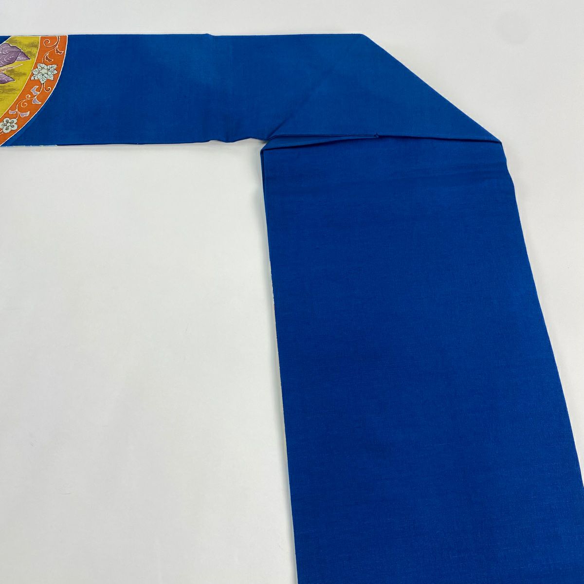 名古屋帶 秀品級 鳥 花唐草紋 染分 青 純蠶絲