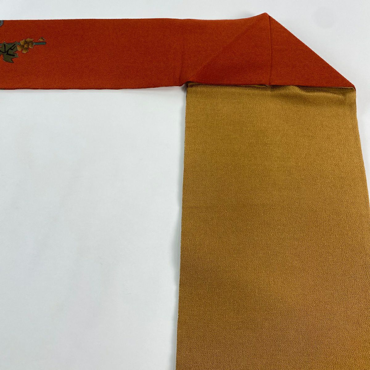 【美品】名古屋帶 秀品級 葡萄葉紋 縮緬染分 紅茶 純蠶絲