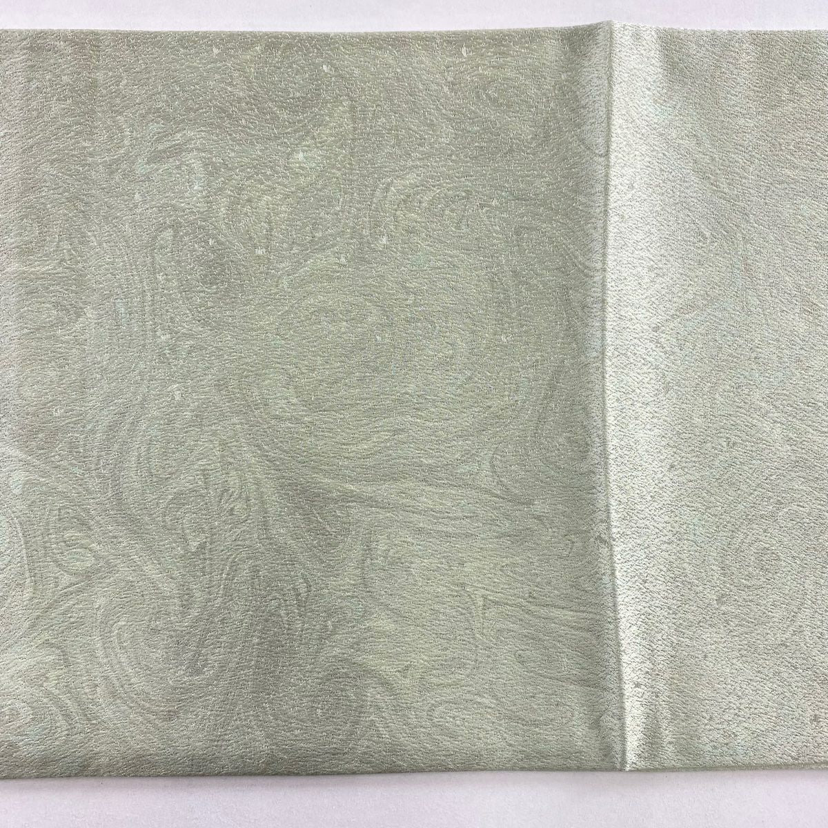 【美品】 袋帶 秀品級 寿光織 風景 人物 金絲 銀通 灰綠 お太鼓圖案 純蠶絲