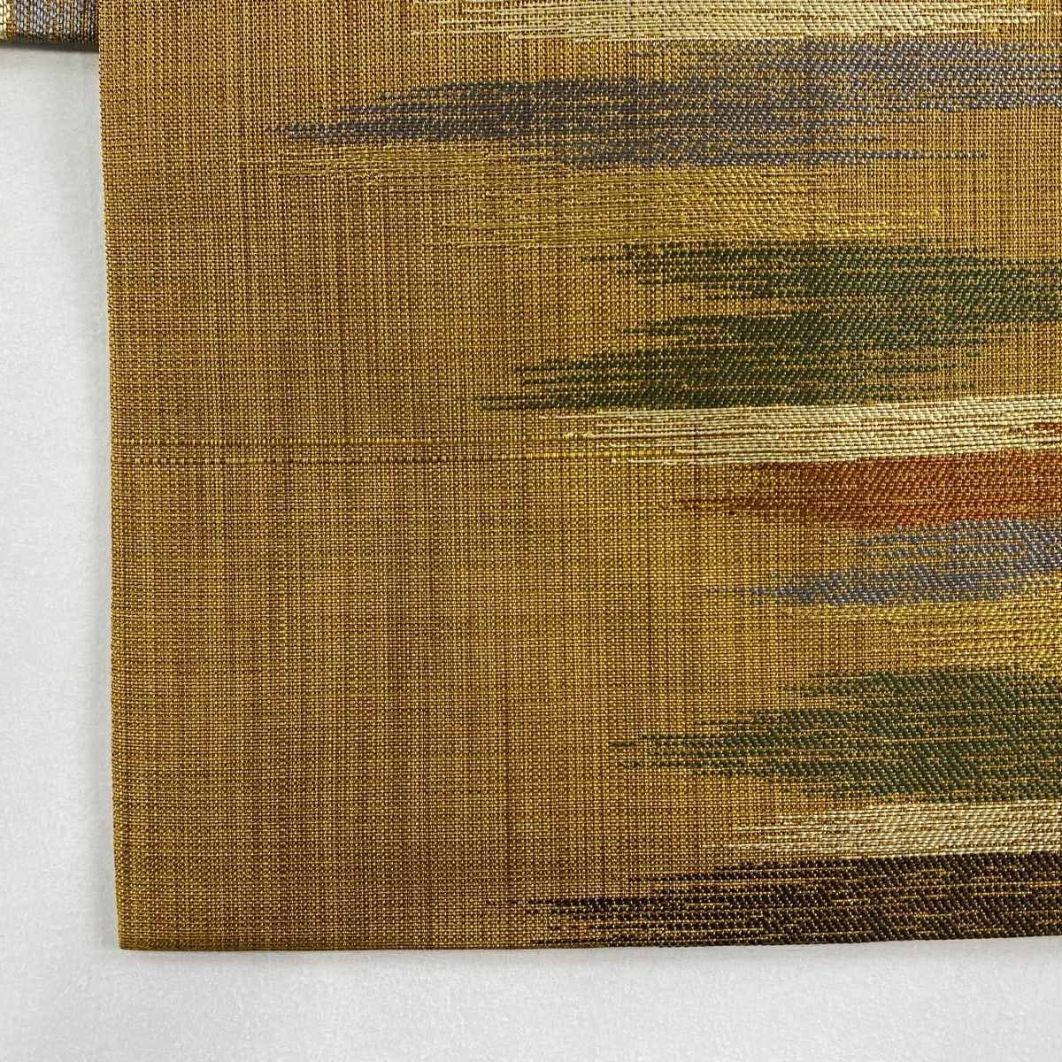 【美品】 名古屋帶 秀品級 霞 金通 山吹茶 純蠶絲