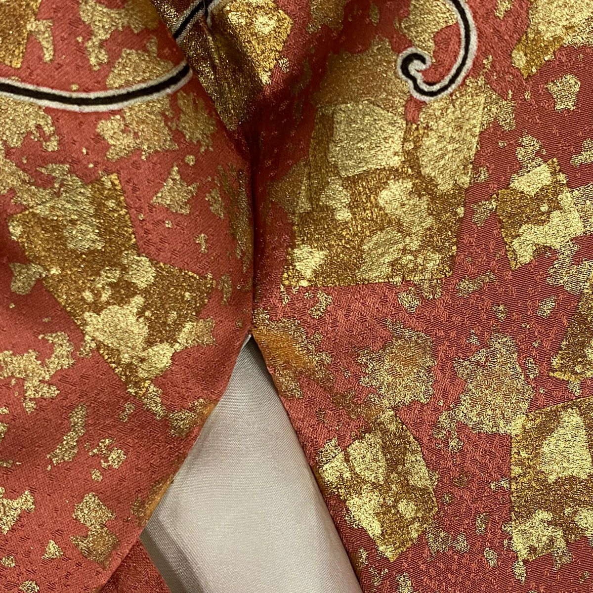 振袖禮服 身長158cm 袖長67cm M 雙層 蝶 菊花 金絲 金銀彩 粉紅 純蠶絲 優品級