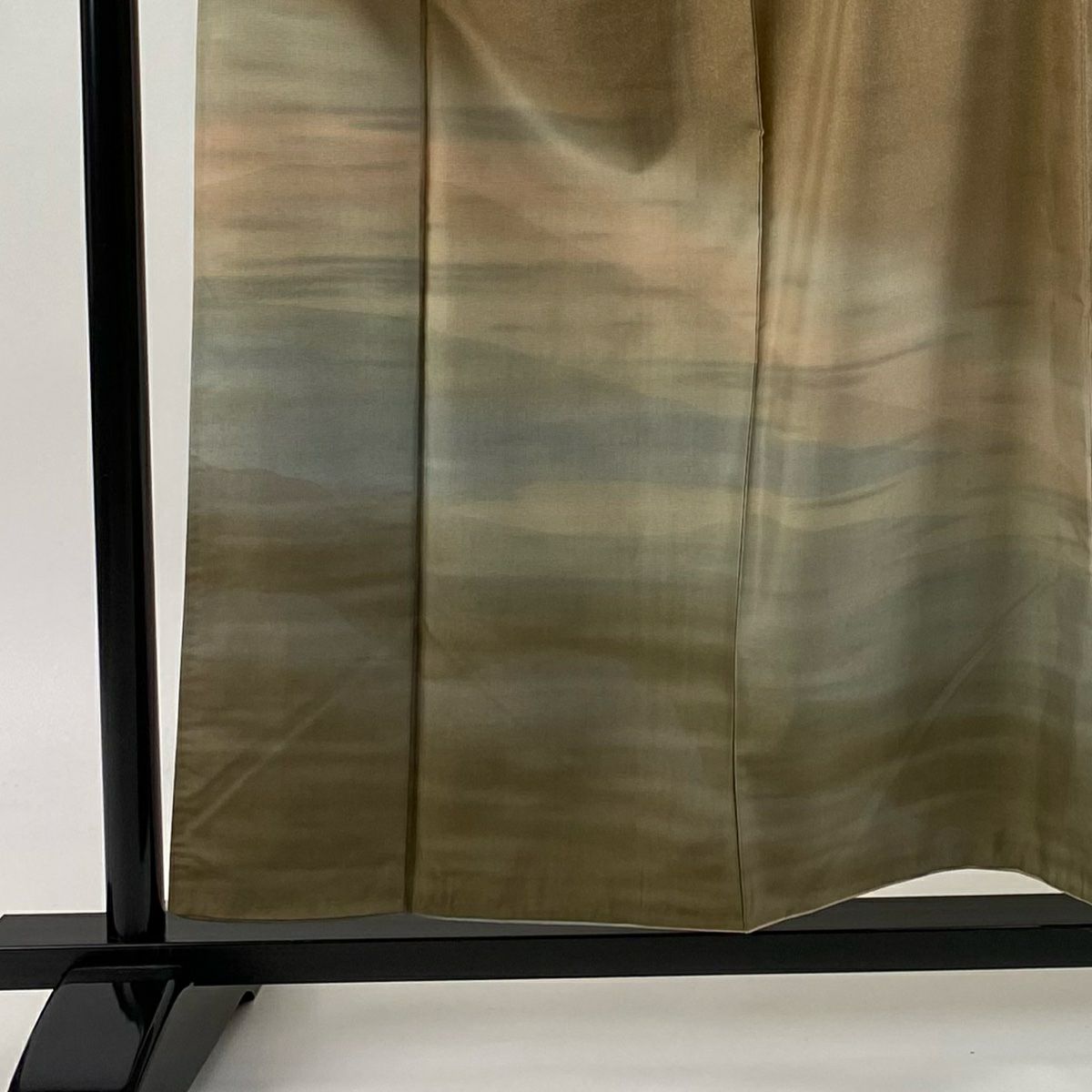 【美品】 付下 身長157cm 袖長61.5cm S 雙層 紬織織 山並 霞暈 茶 純蠶絲 優品級