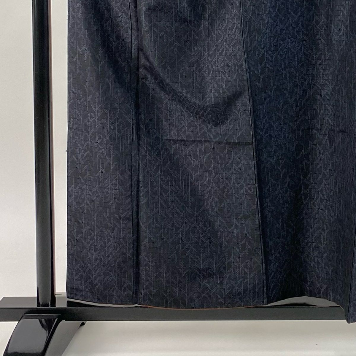 【美品】 紬織 身長157.5cm 袖長63.5cm S 雙層 幾何圖案 條紋 墨色 純蠶絲 優品級