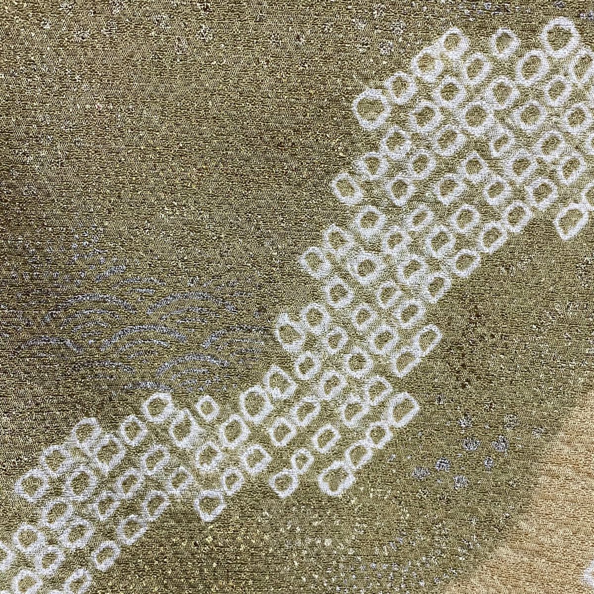 訪問服 身長165cm 袖長66cm M 雙層 雪輪 草花紋紋 金糸刺繡 米色 純蠶絲 優品級