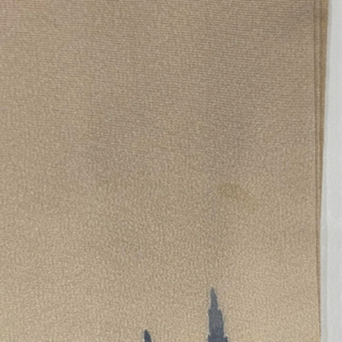 訪問服 身長157.5cm 袖長64cm M 雙層 落款あり 風景 松樹 漸層 粉米色 純蠶絲 優品級