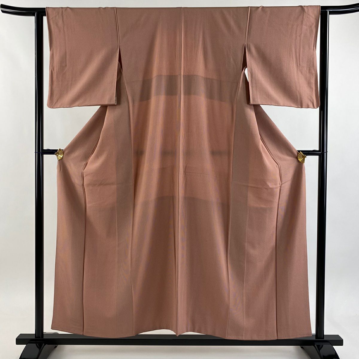 【美品】 江戶小紋 身長154cm 袖長61.5cm S 雙層 萬筋 茜 純蠶絲 秀品級
