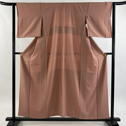 【美品】 江戶小紋 身長154cm 袖長61.5cm S 雙層 萬筋 茜 純蠶絲 秀品級