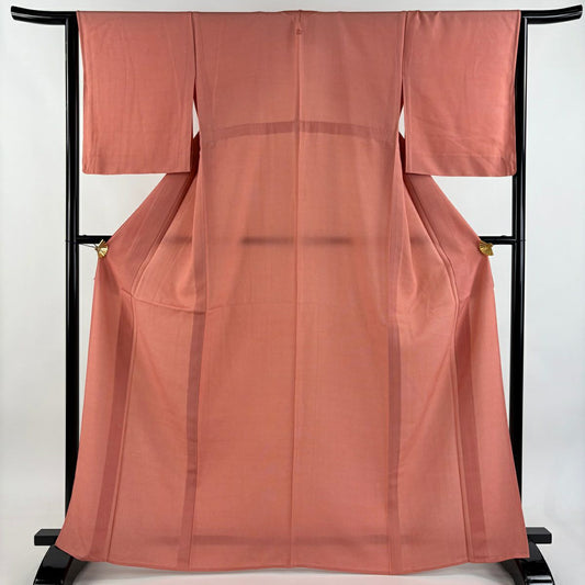 【美品】 江戶小紋 身長165cm 袖長63.5cm S 單層 行款 朱色 純蠶絲 秀品級 一つ紋
