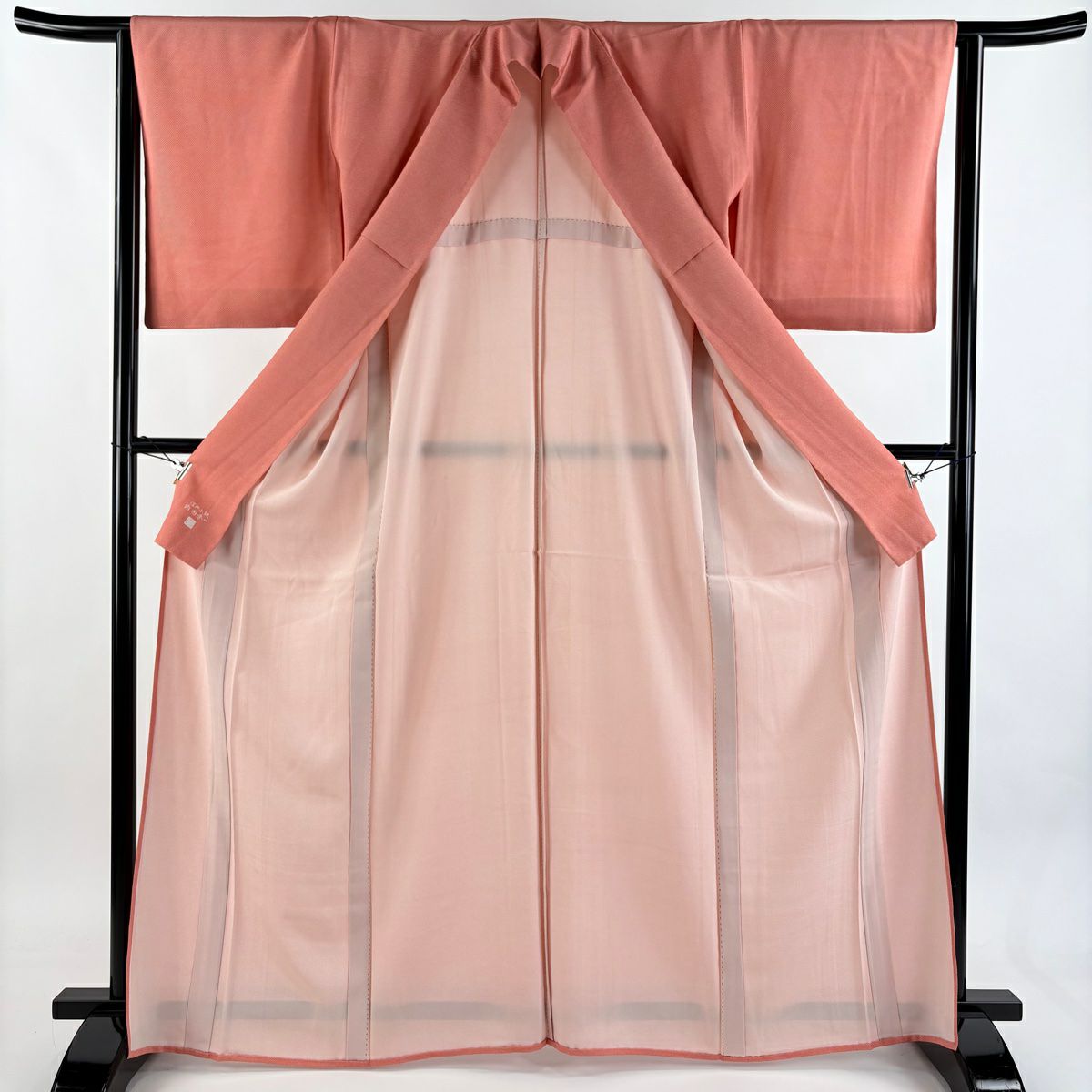 【美品】 江戶小紋 身長165cm 袖長63.5cm S 單層 行款 朱色 純蠶絲 秀品級 一つ紋