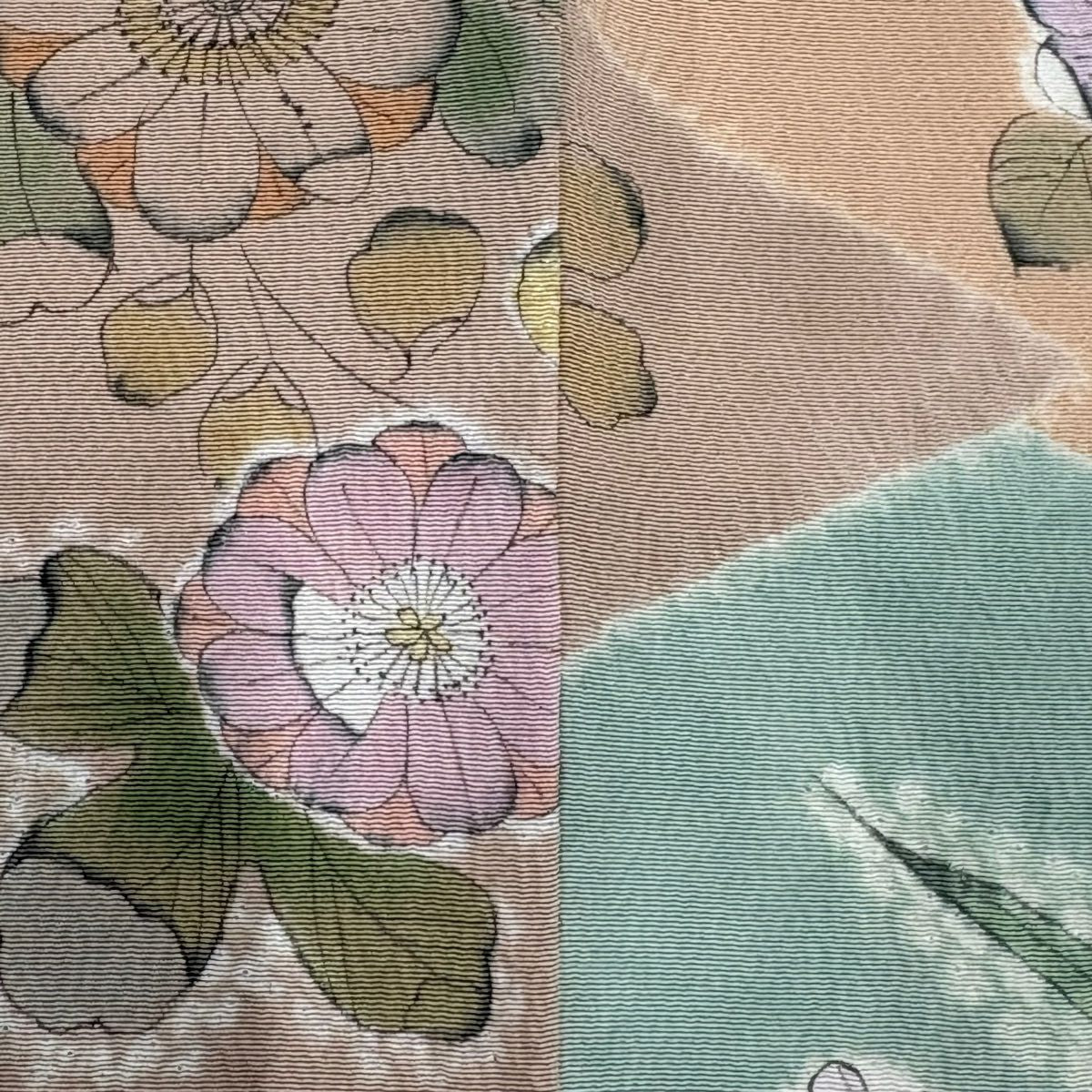 訪問服 身長157.5cm 袖長63.5cm S 雙層 草花紋紋 松樹皮菱 絞染 淺橙色 純蠶絲 優品級