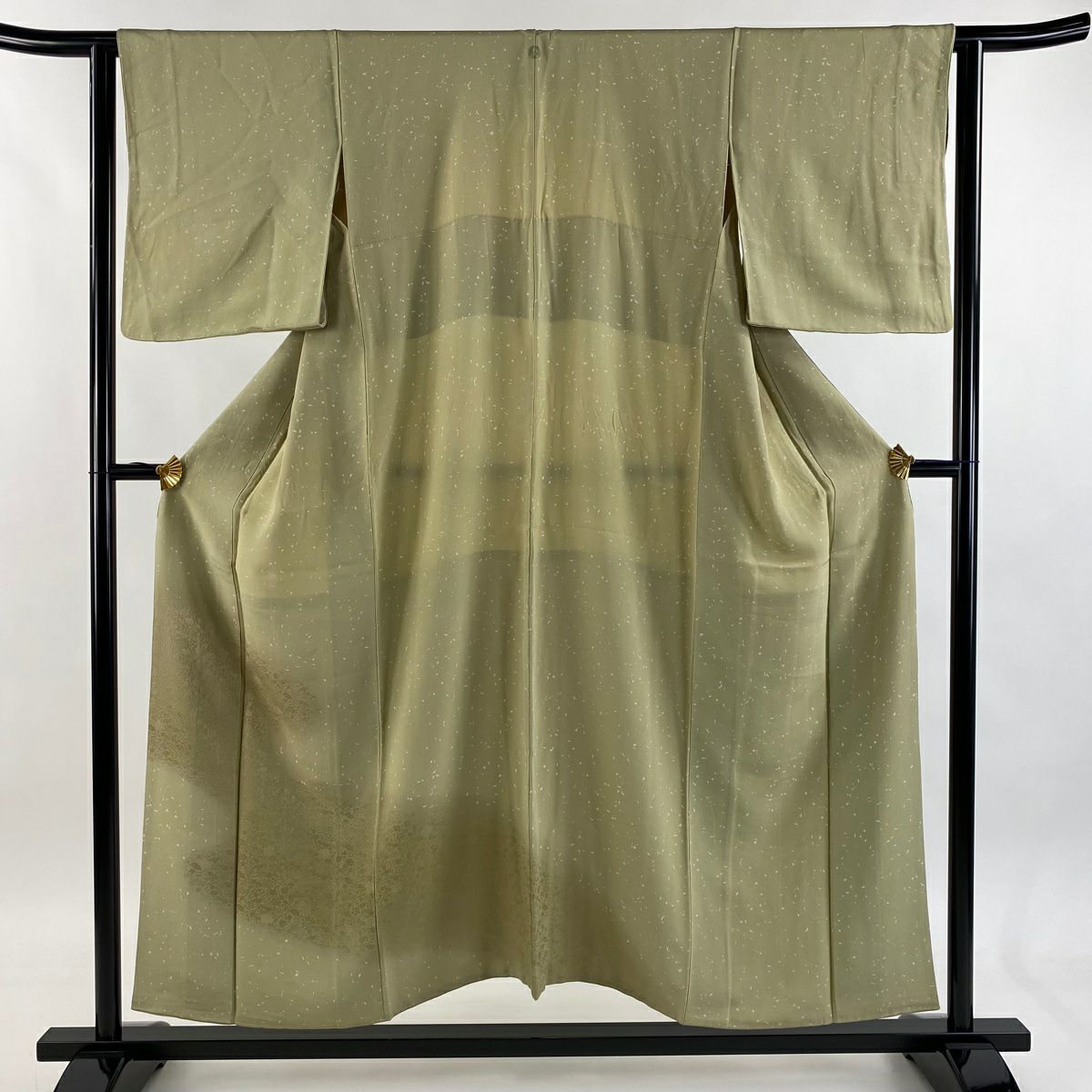 付下 身長153.5cm 袖長62cm S 雙層 草花紋紋 霞 薄綠 純蠶絲 秀品級 一個紋
