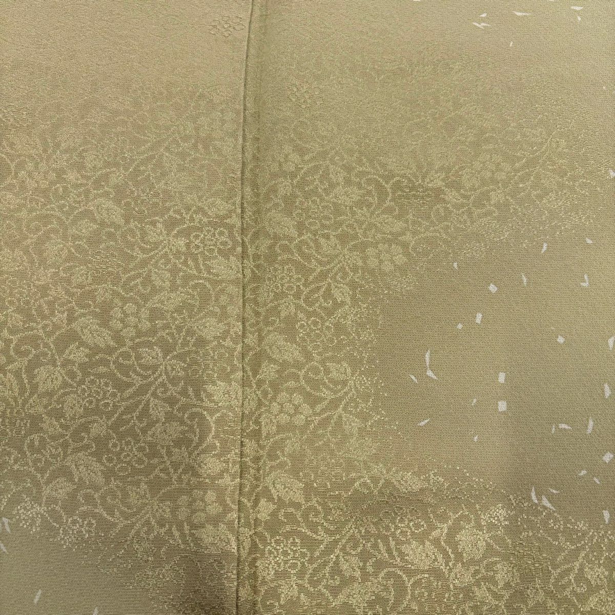 付下 身長153.5cm 袖長62cm S 雙層 草花紋紋 霞 薄綠 純蠶絲 秀品級 一個紋