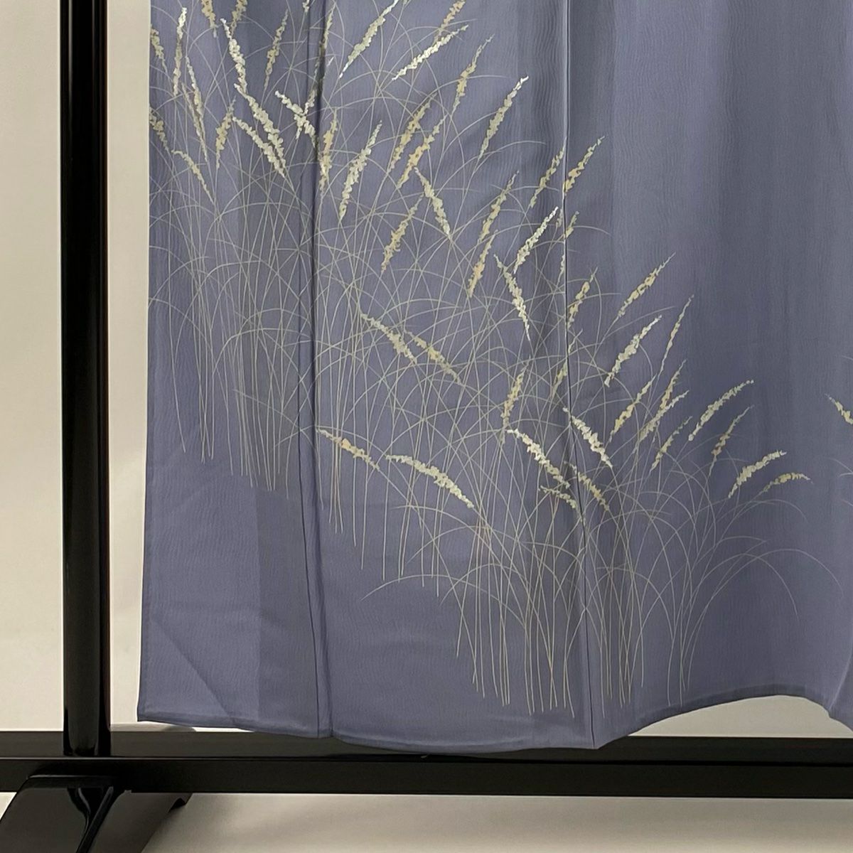 【美品】 付下 身長155cm 袖長62cm S 單層 葉 金銀彩 青灰 純蠶絲 秀品級