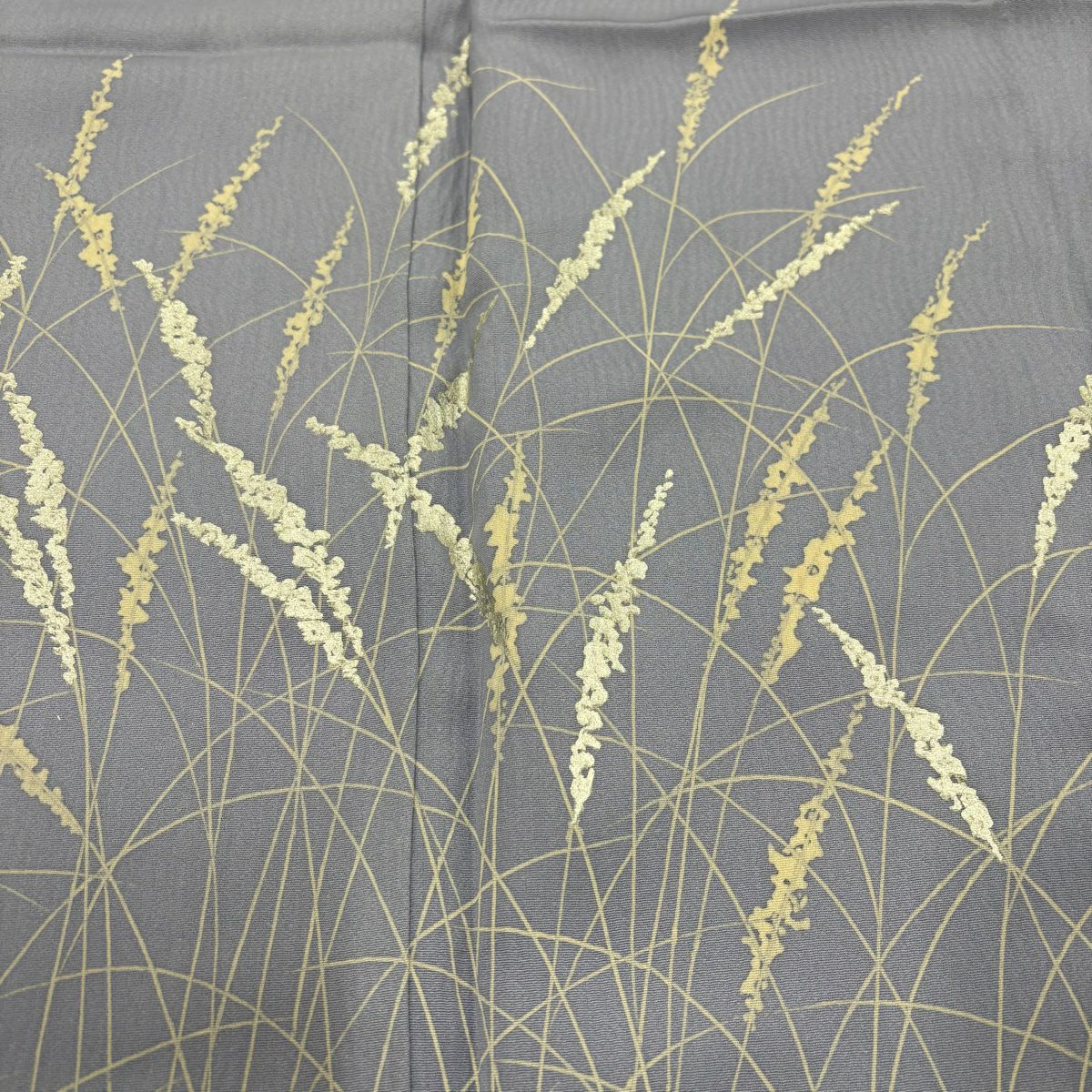 【美品】 付下 身長155cm 袖長62cm S 單層 葉 金銀彩 青灰 純蠶絲 秀品級