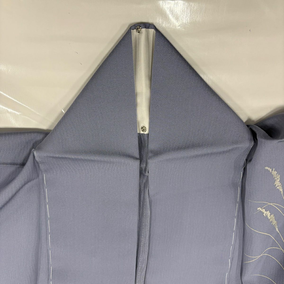 【美品】 付下 身長155cm 袖長62cm S 單層 葉 金銀彩 青灰 純蠶絲 秀品級