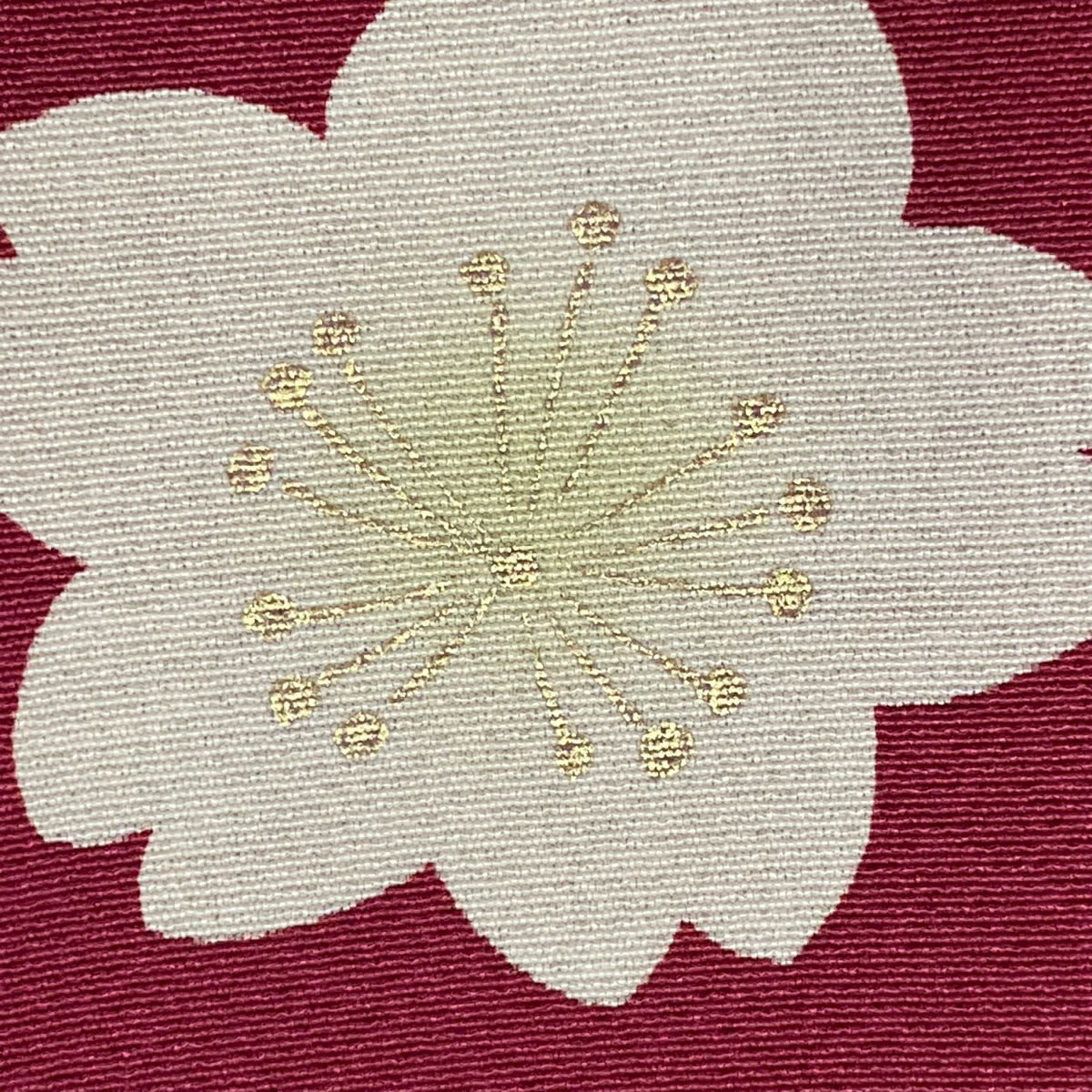 振袖禮服 身長169cm 袖長68cm L 雙層櫻花球金絲金銀彩深紅色純蠶絲秀品級