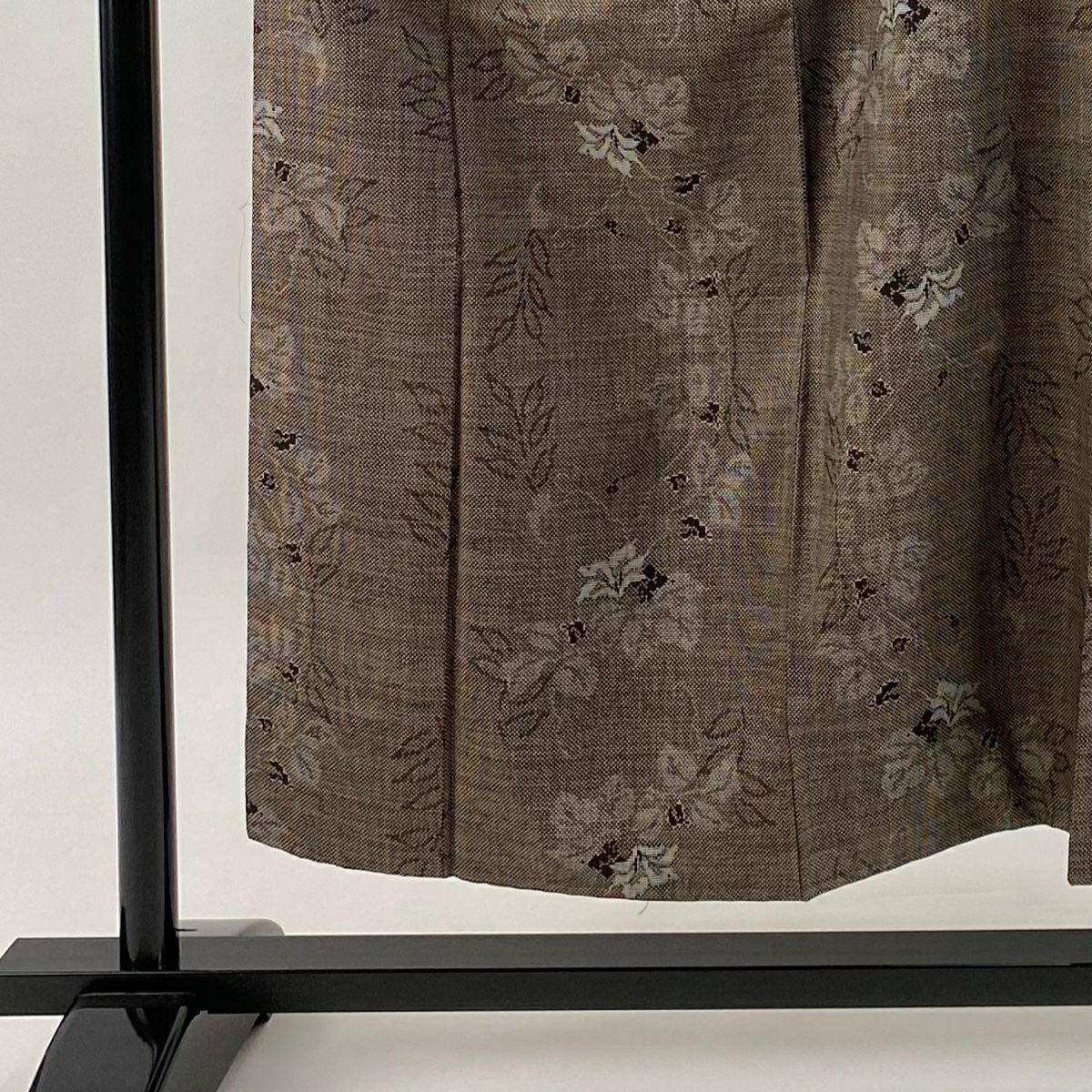 【美品】 紬織織 身長151.5cm 袖長62cm S 雙層 草花紋紋 焦茶 純蠶絲 名品級