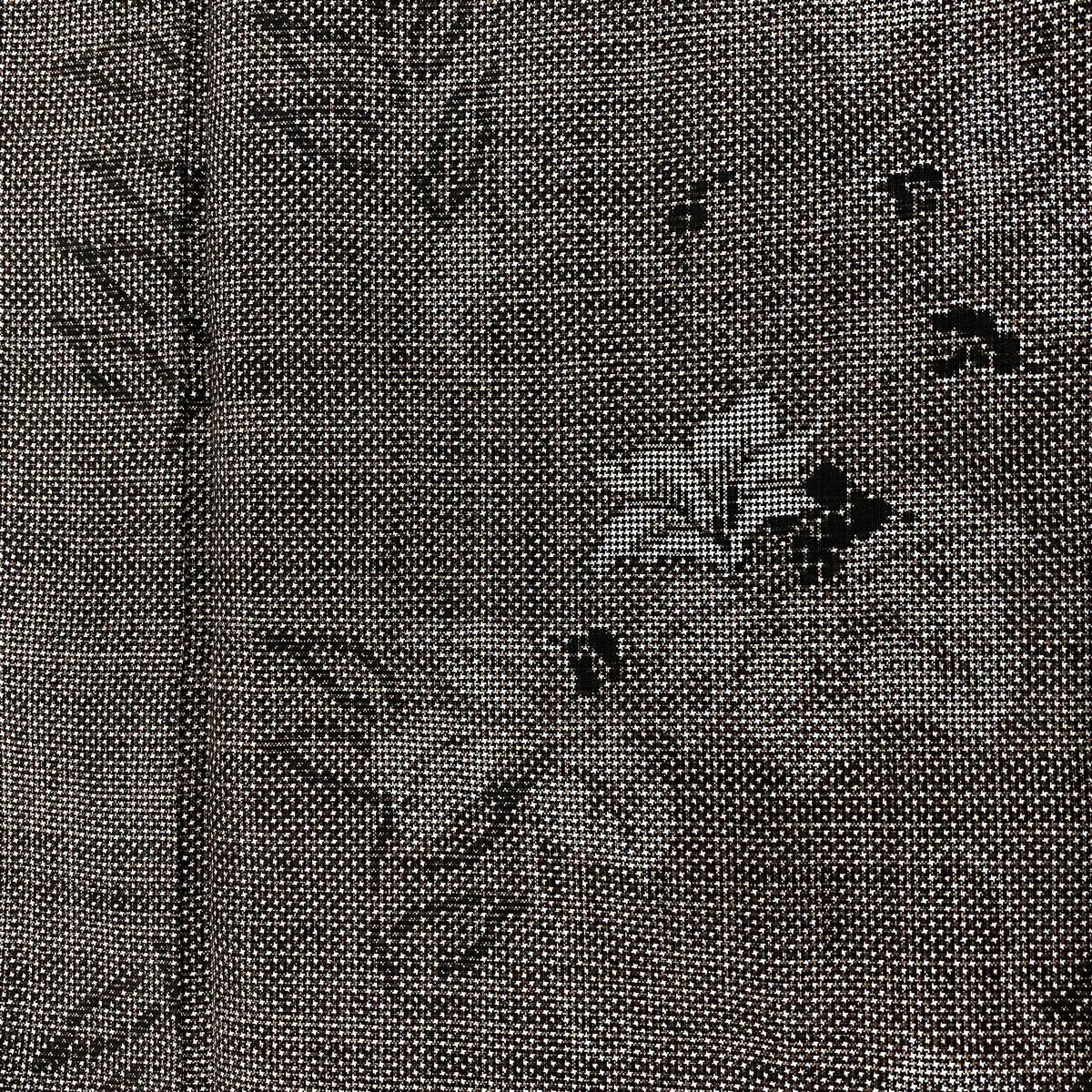 【美品】 紬織織 身長151.5cm 袖長62cm S 雙層 草花紋紋 焦茶 純蠶絲 名品級