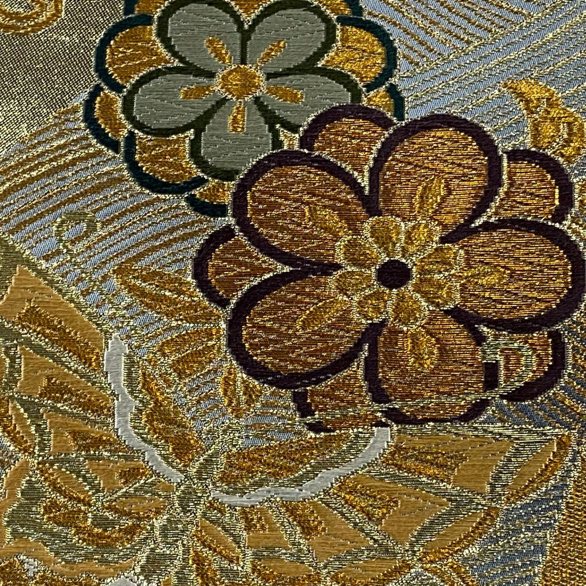 袋帶 秀品級 梅花 蝶 金銀絲 金金箔 金色 六通 純蠶絲