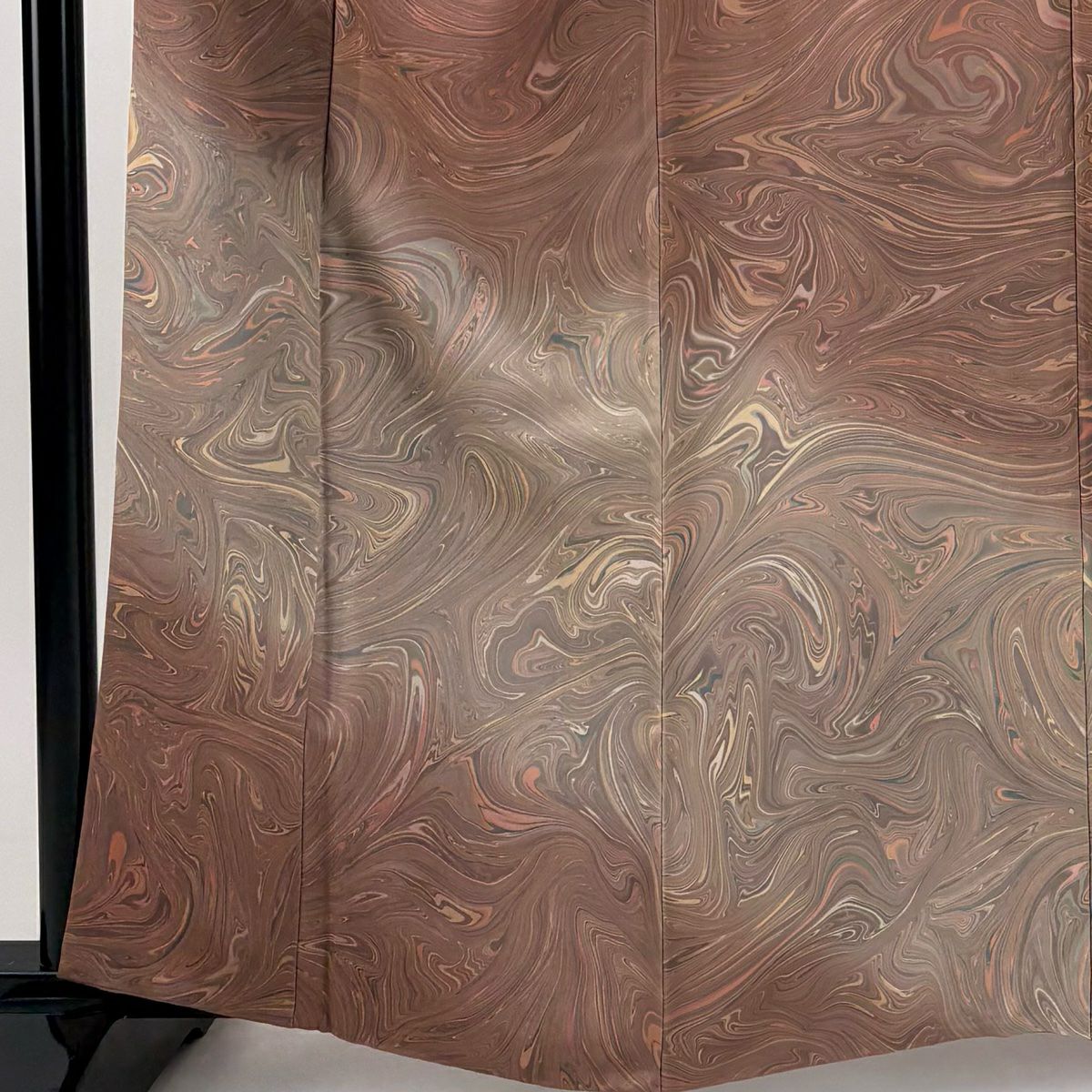 【美品】 付下 身長159.5cm 袖長64cm M 雙層 墨流 薄小豆 純蠶絲 名品級
