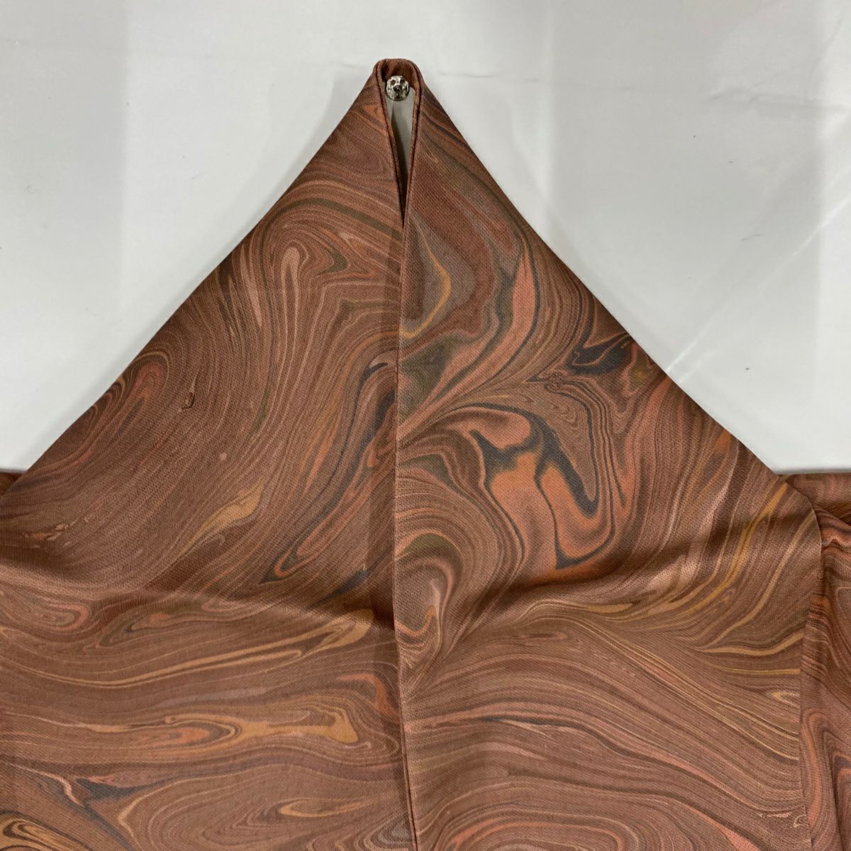 【美品】 付下 身長159.5cm 袖長64cm M 雙層 墨流 薄小豆 純蠶絲 名品級