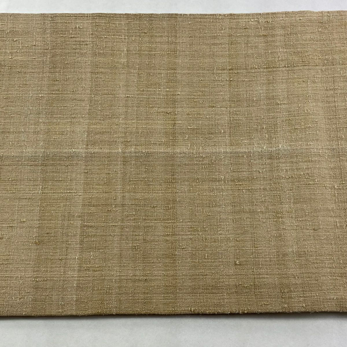 【美品】 開口名古屋帶 名品級 紬織織 葉紋 米色 純蠶絲