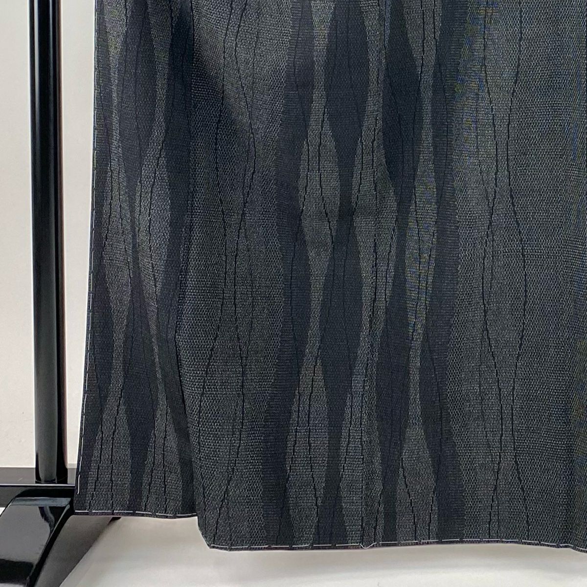 【美品】 紬織 身長163.5cm 袖長67cm M 雙層 龜甲絣 立涌 黑灰 純蠶絲 逸品級