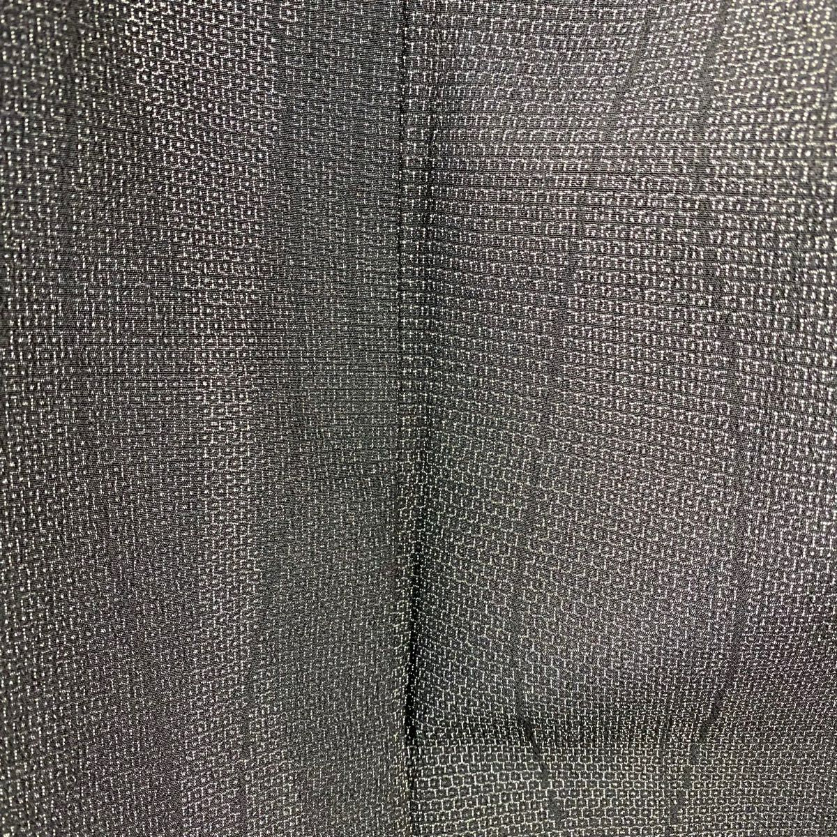 【美品】 紬織 身長163.5cm 袖長67cm M 雙層 龜甲絣 立涌 黑灰 純蠶絲 逸品級