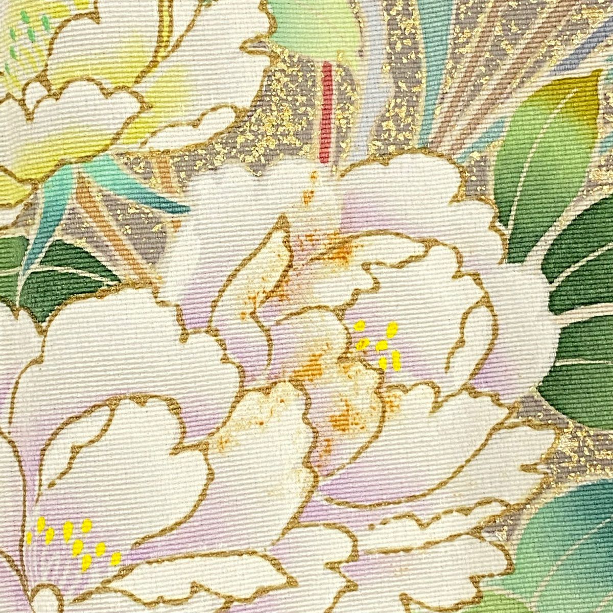 訪問服 身長157cm 袖長64cm M 雙層 草花紋紋 金彩裝飾 漸層 灰 純蠶絲 優品級