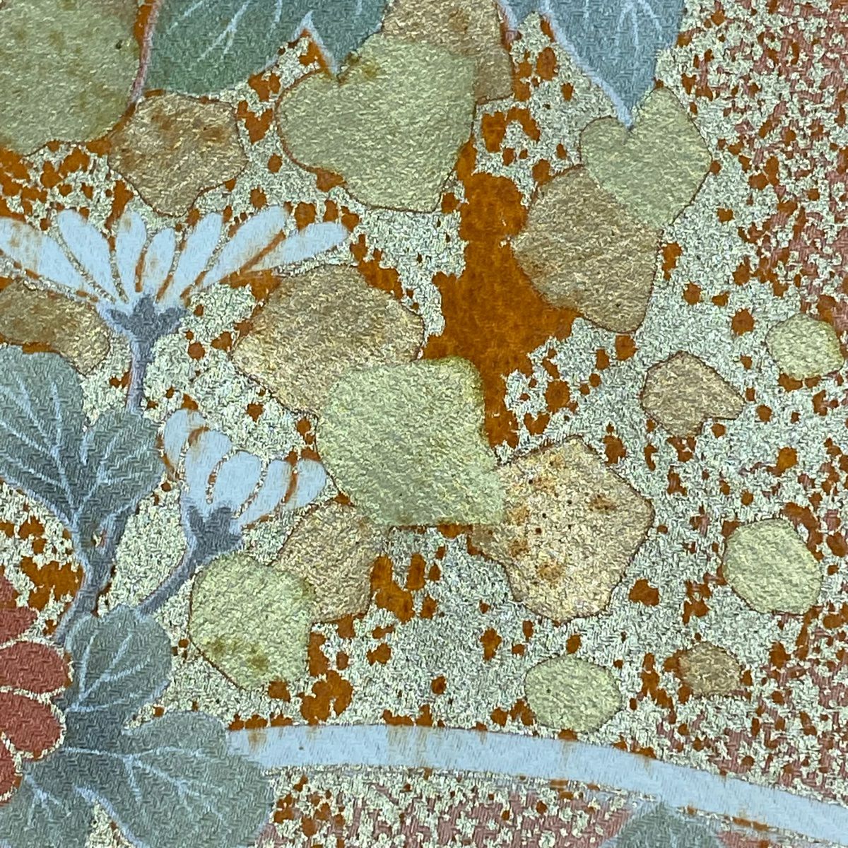 訪問服 身長154cm 袖長63cm S 雙層 牡丹 菊花 金彩裝飾 漸層 鮭粉色 純蠶絲 優品級