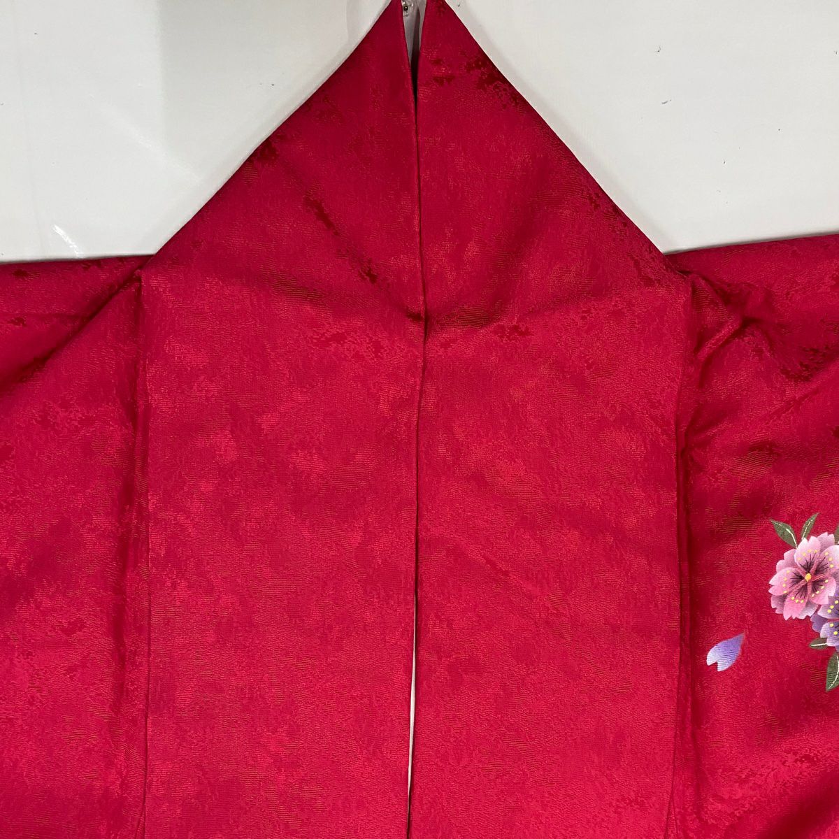 【美品】振袖禮服 身長156cm 袖長64cm M 雙層 櫻花花瓣 漸層 深粉色 純蠶絲 優品級