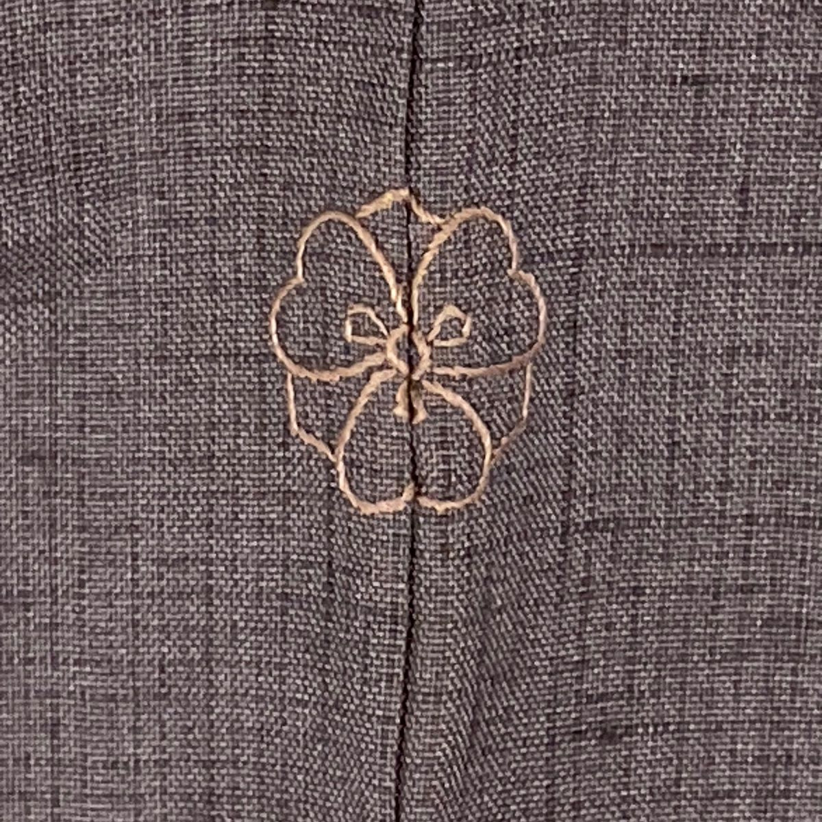 付下 身長151cm 袖長62cm S 雙層 紬織織 松樹 草花紋紋 刺繡 金銀彩 灰紫 純蠶絲 秀品級 一つ紋