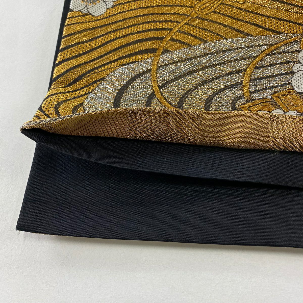 【美品】 袋帶 秀品級 梅花 桧扇子 金絲 金金箔 金色 六通 純蠶絲