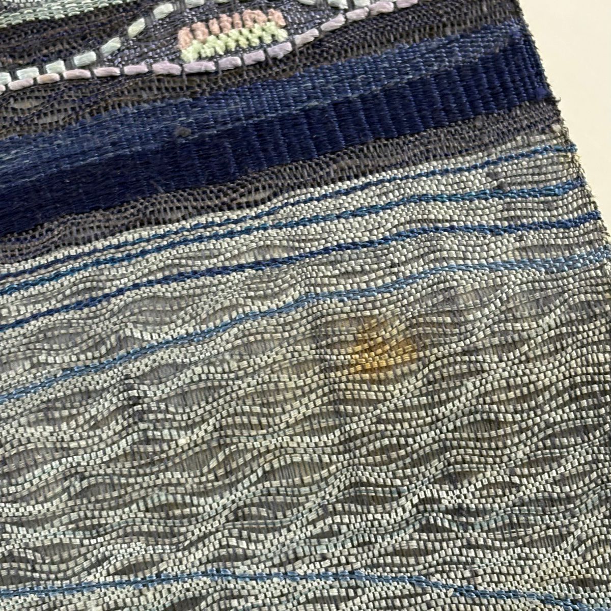 袋帶 秀品級 幾何圖案 青灰 純蠶絲