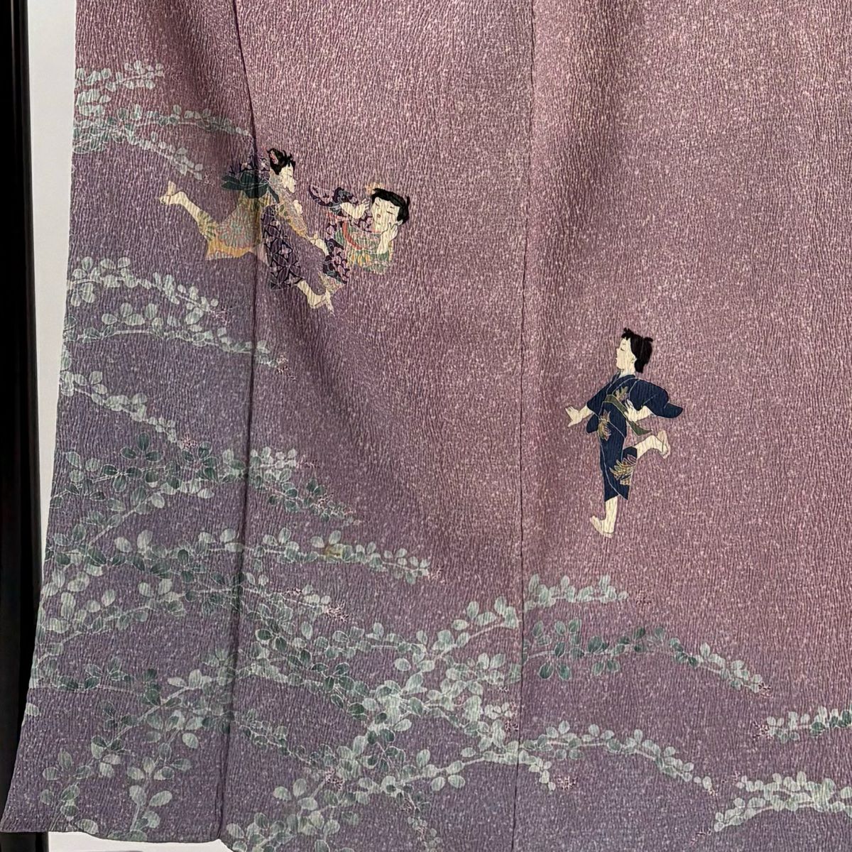 訪問服 身長155.5cm 袖長62.5cm S 雙層 關口遼一 落款あり 童 萩 漸層 絞染 淺紫 純蠶絲 優品級
